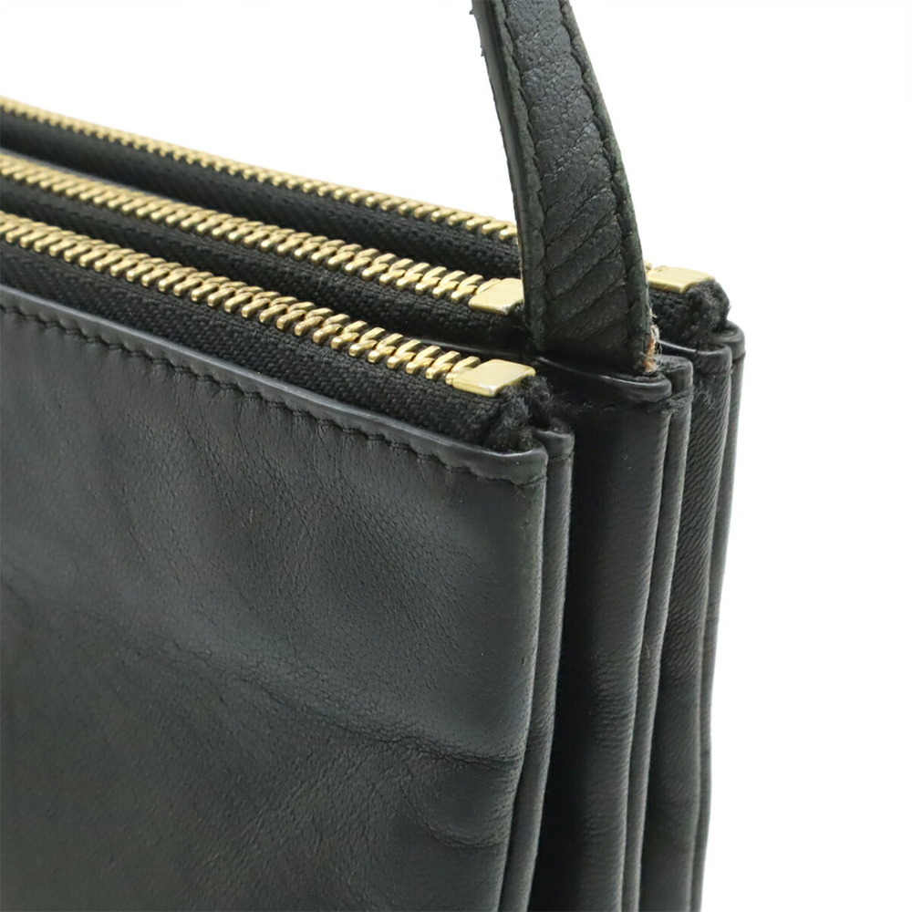 CELINE Trio Large Shoulder Bag, Pouch, Handbag, Leather, Black, 171453 - Picture 9 of 10